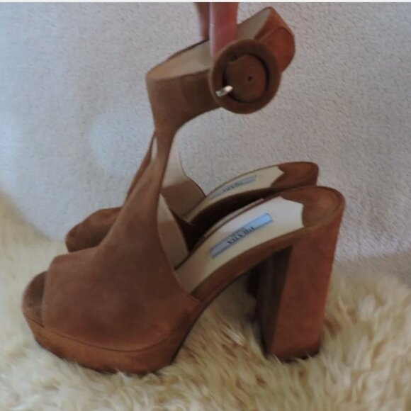 36.5 Prada Suede Platform Ankle Strap Sandals - Picture 4 of 10
